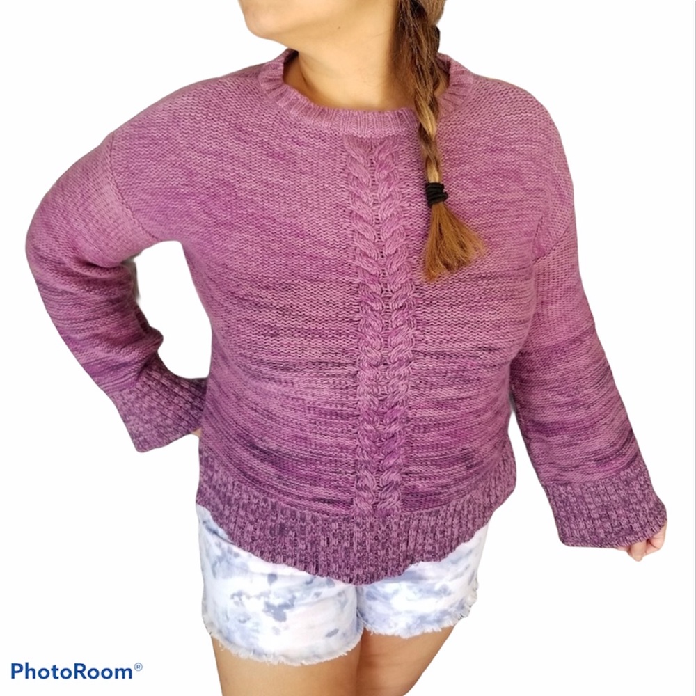 New Style & Co Cable Knit Sweater Wide Bell Sleeves Size XS